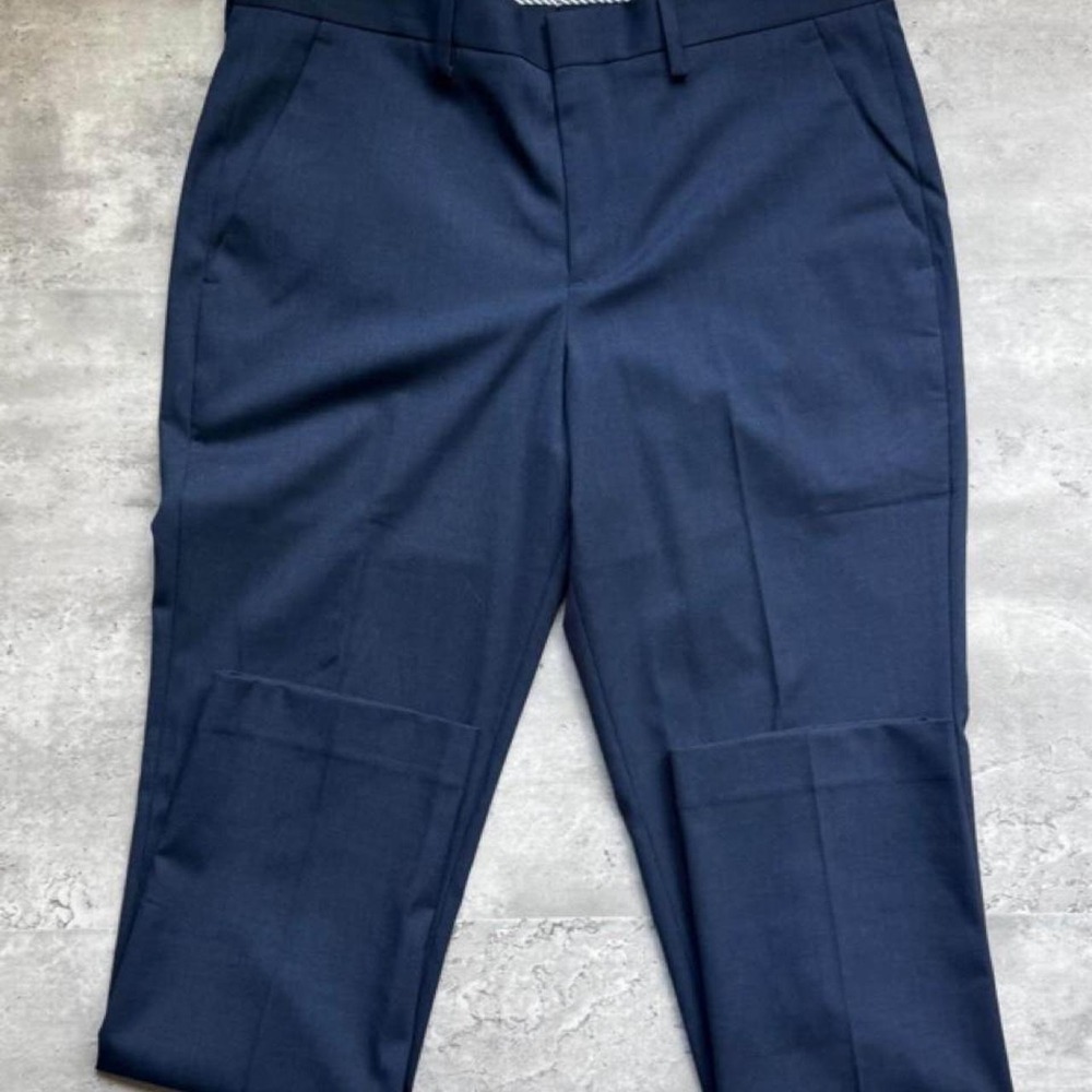 Express Mens Navy Blue Slim Fit Dress Pants Stretch Wrinkle Resistant 30x30